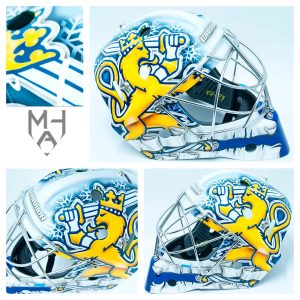 Mikko Halme Art Finland U20 Goalie mask Warrior 1