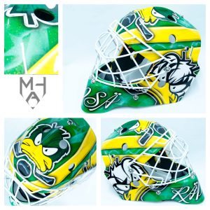 CCM goalie mask Mikko Halme Art Ducks